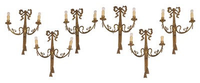 Lot 473 - A set of six gilt brass wall appliques
