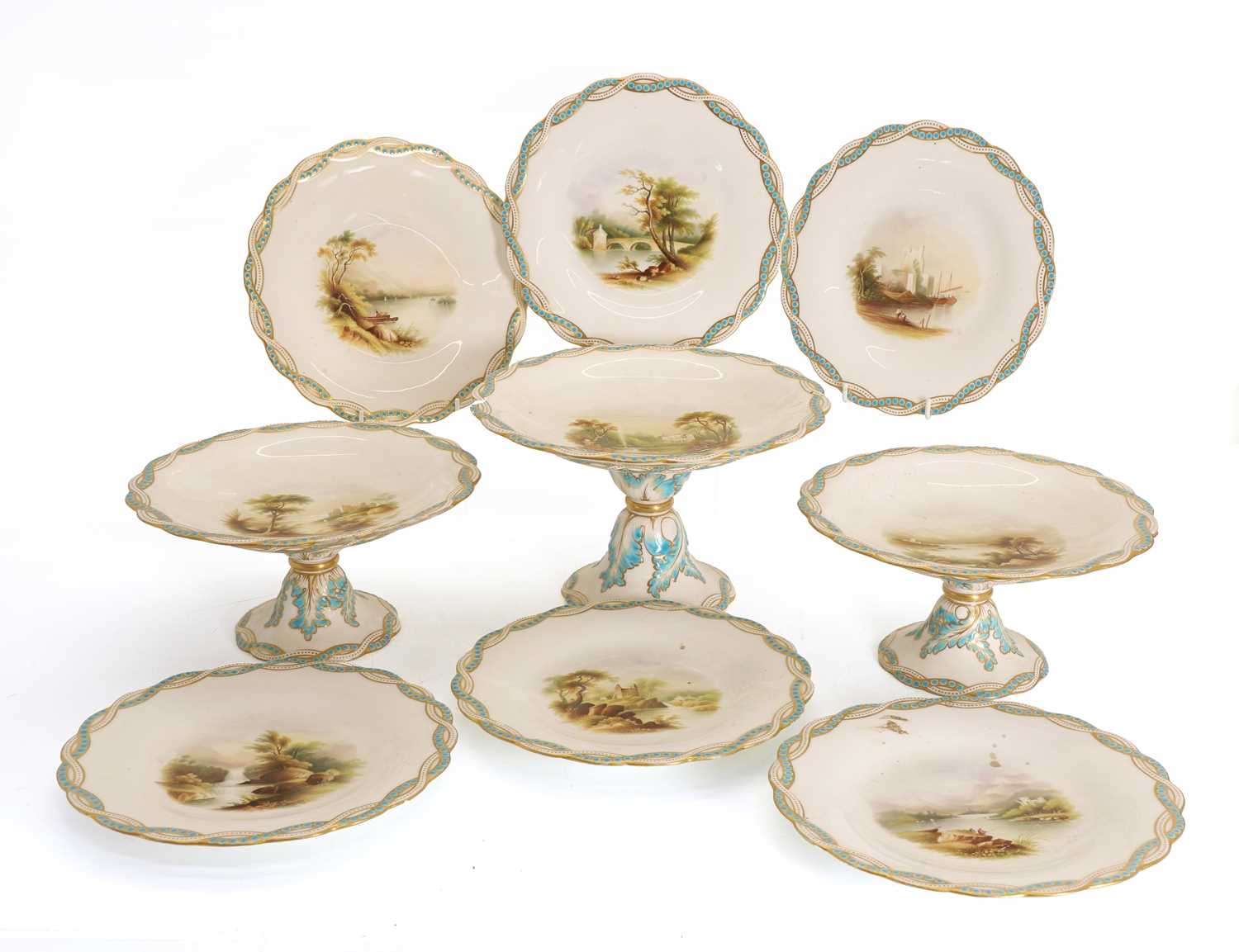 Lot 106 - A set of six porcelain Minton plates