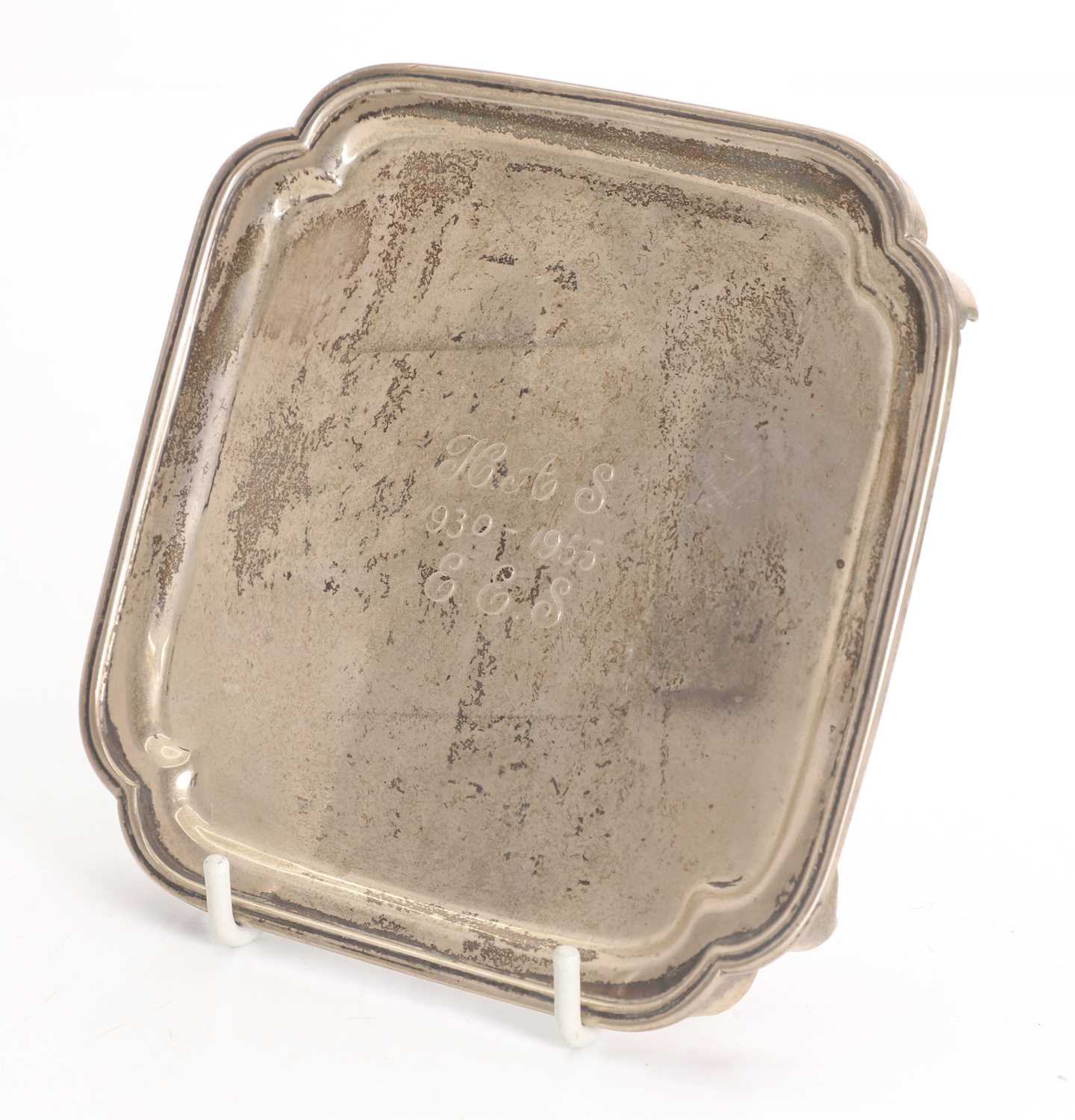 Lot 16 - A silver card tray