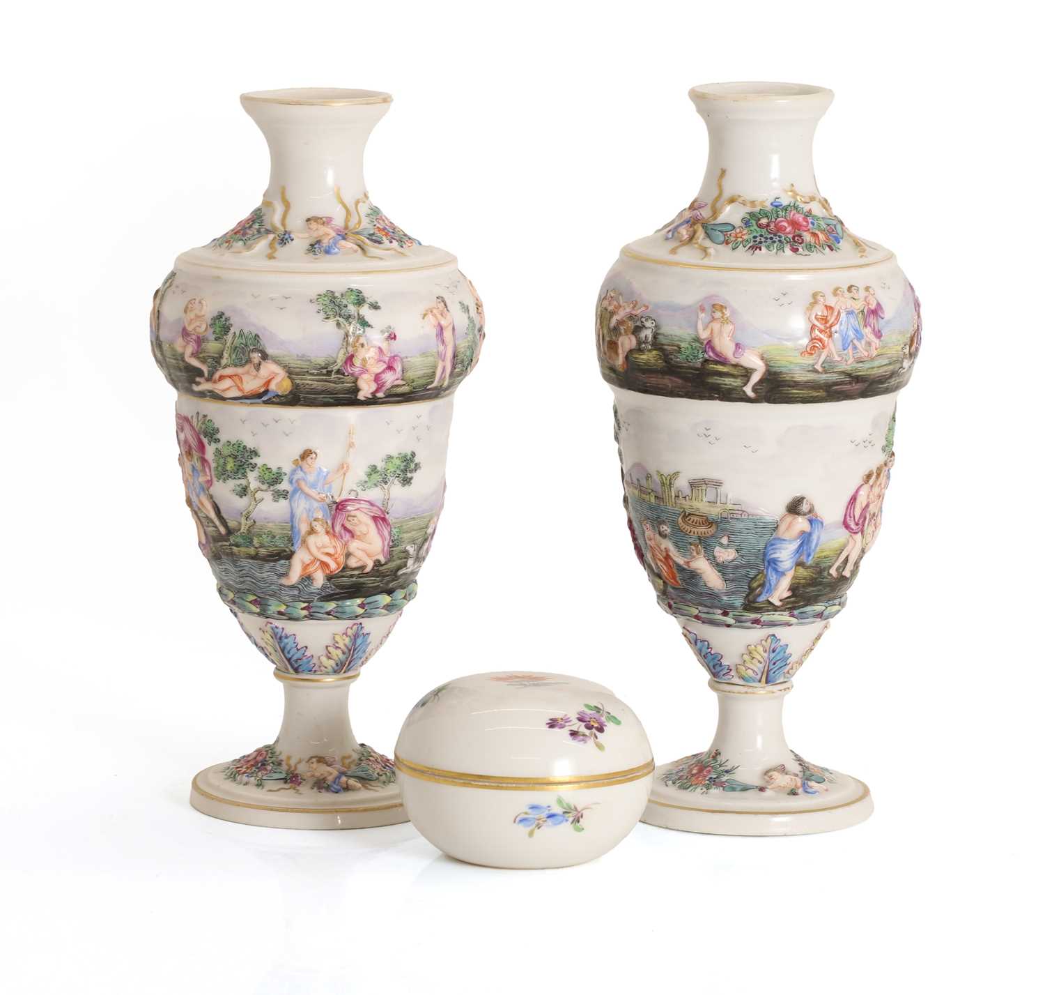 Lot 109 - A pair of Naples porcelain vases