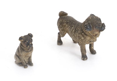 Lot 324 - Two cold-painted bronze miniature pugs