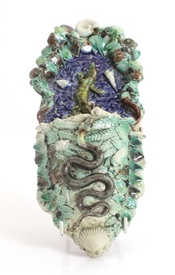 Lot 105 - A Palissy style wall pocket