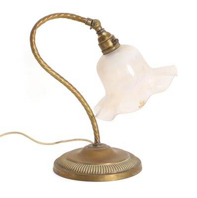 Lot 477 - An Arts & Crafts brass table lamp