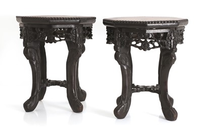 Lot 53 - A pair of Chinese wood vase stands