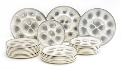 Lot 113 - A collection of white and grey oyster plates