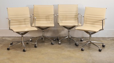 Lot 528 - Four ICF 'Executive' cream leather office chairs
