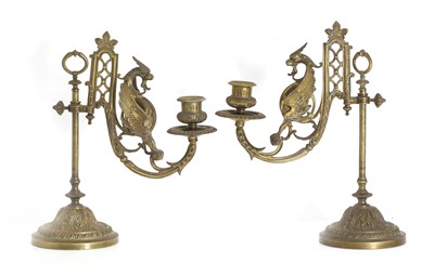 Lot 333 - A pair of French bronze candelabra